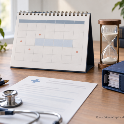 Calendario e clessidra per il calcolo del periodo di comporto per malattia