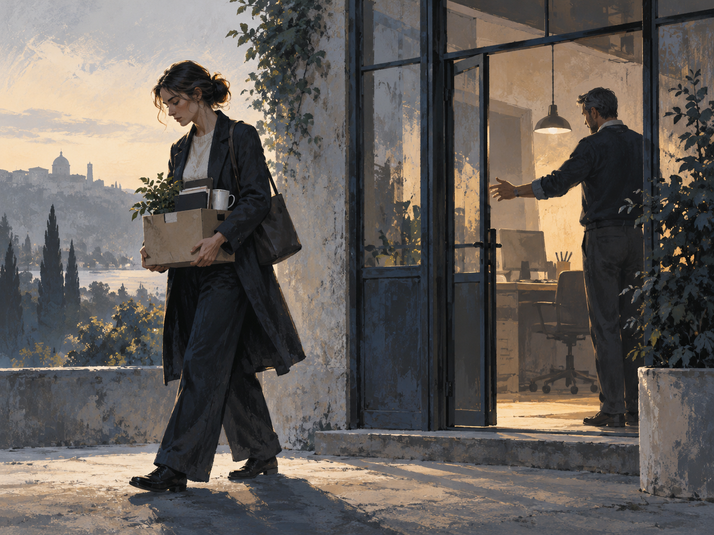 lavoratrice licenziata che lascia una piccola azienda